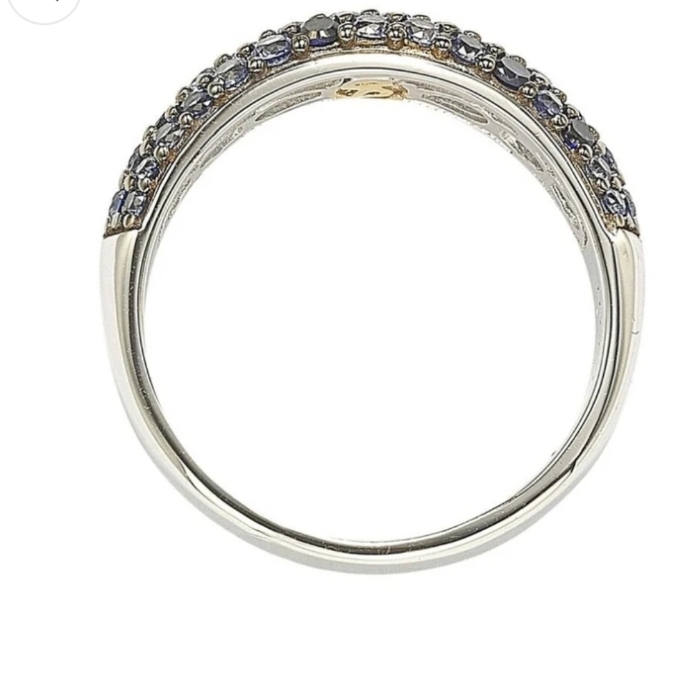 Suzy Levian Sterling Silver Sapphire & Diamond Accent Pave Band Ring - Picture 2 of 16